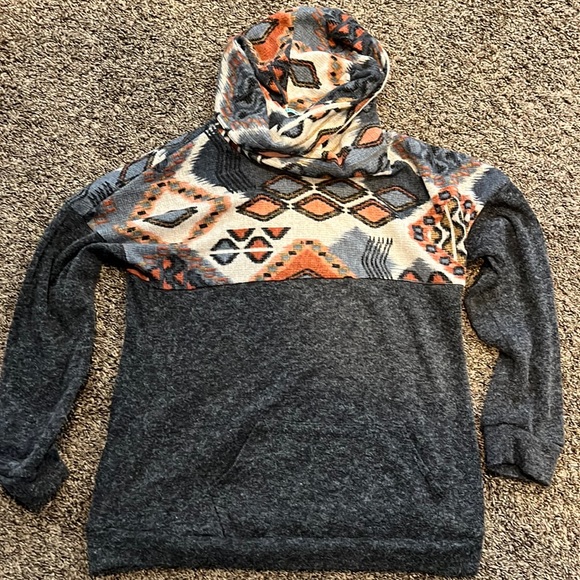 Super soft med sweater, Aztec print with Cowl neck - Picture 1 of 4